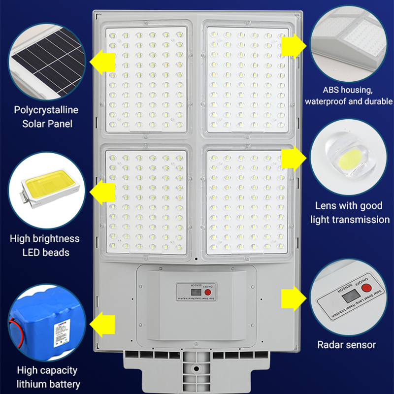 100w 200w Grey All in One Solar Led Street Light