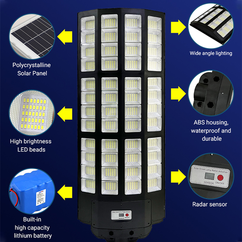 Solar Street Lamp Outdoor Waterproof 1000w 1200w 1500w Led Solar Street Light 