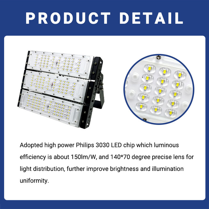 Wider Lighting Angle Led Football Stadium Light 100W 200W 300W Solar Flood Light