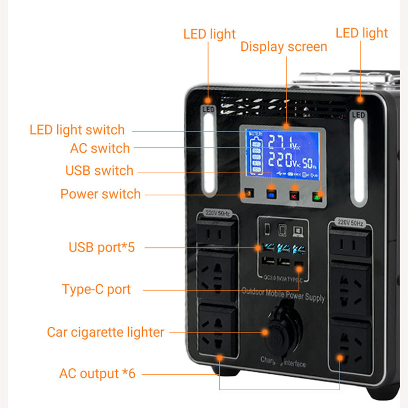 1500W Solar Generator Backup Lithium Battery Portable Power Station for Outdoor Camping Travel Hunting Emergency