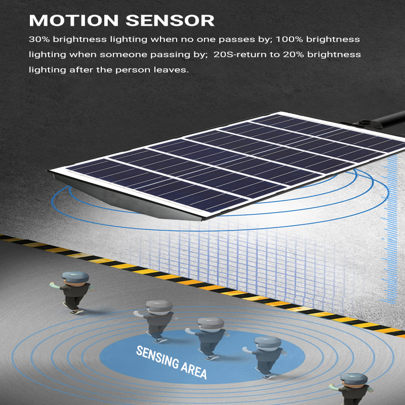 ເຊັນເຊີການເຄື່ອນໄຫວ 100w 200w 300w All in One Led Solar Street Light