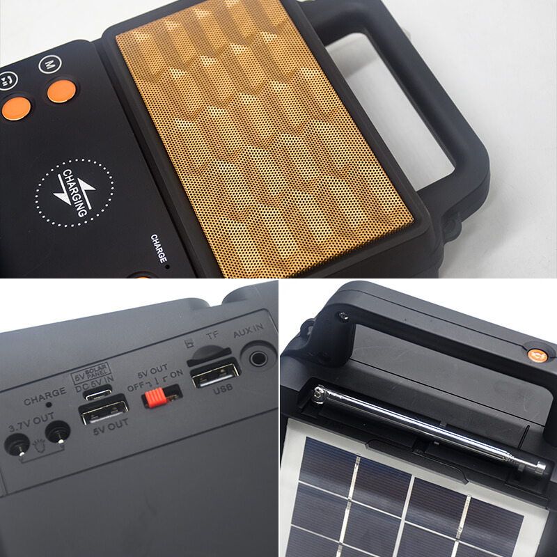 Portable Solar FM Radio Outdoor Bluetooth ລໍາໂພງແສງຕາເວັນ 